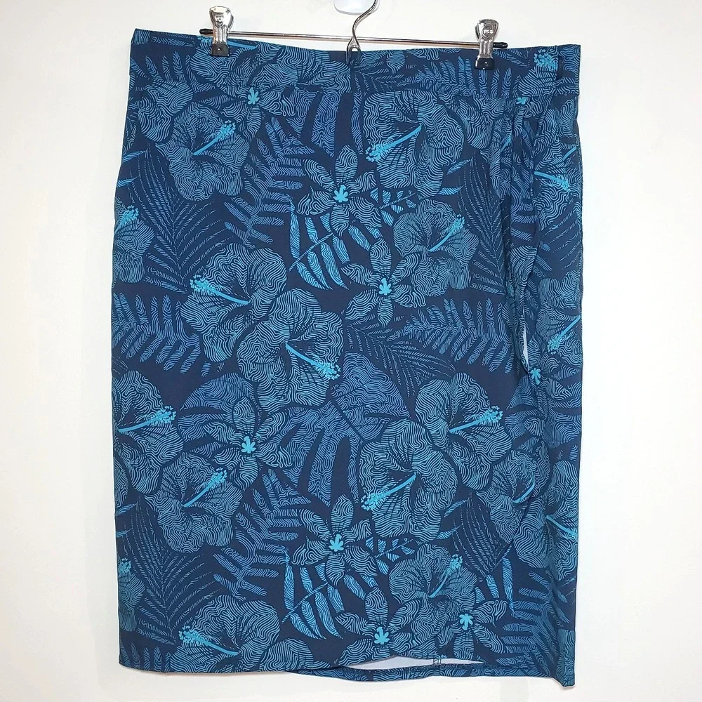 RipSkirt Hawaii Wrap Skirt Length 3 Maui‎ Moonlight Blue Tropical Floral Size XL